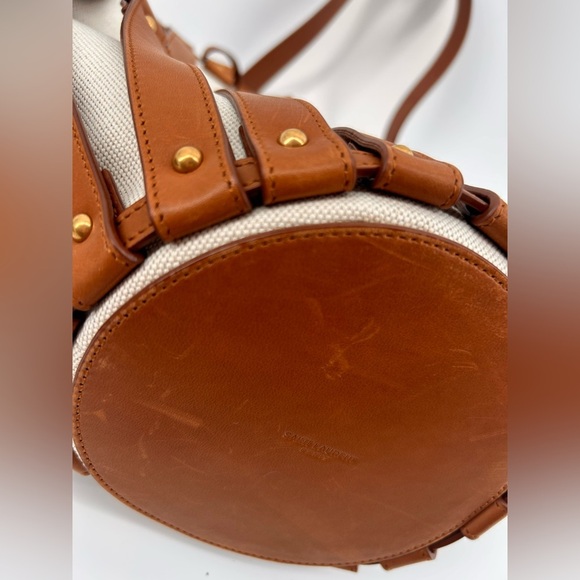 Saint Laurent Beatrix Panier Cut Out Tote Canvas with Leather New +dustbag *read - Picture 14 of 16